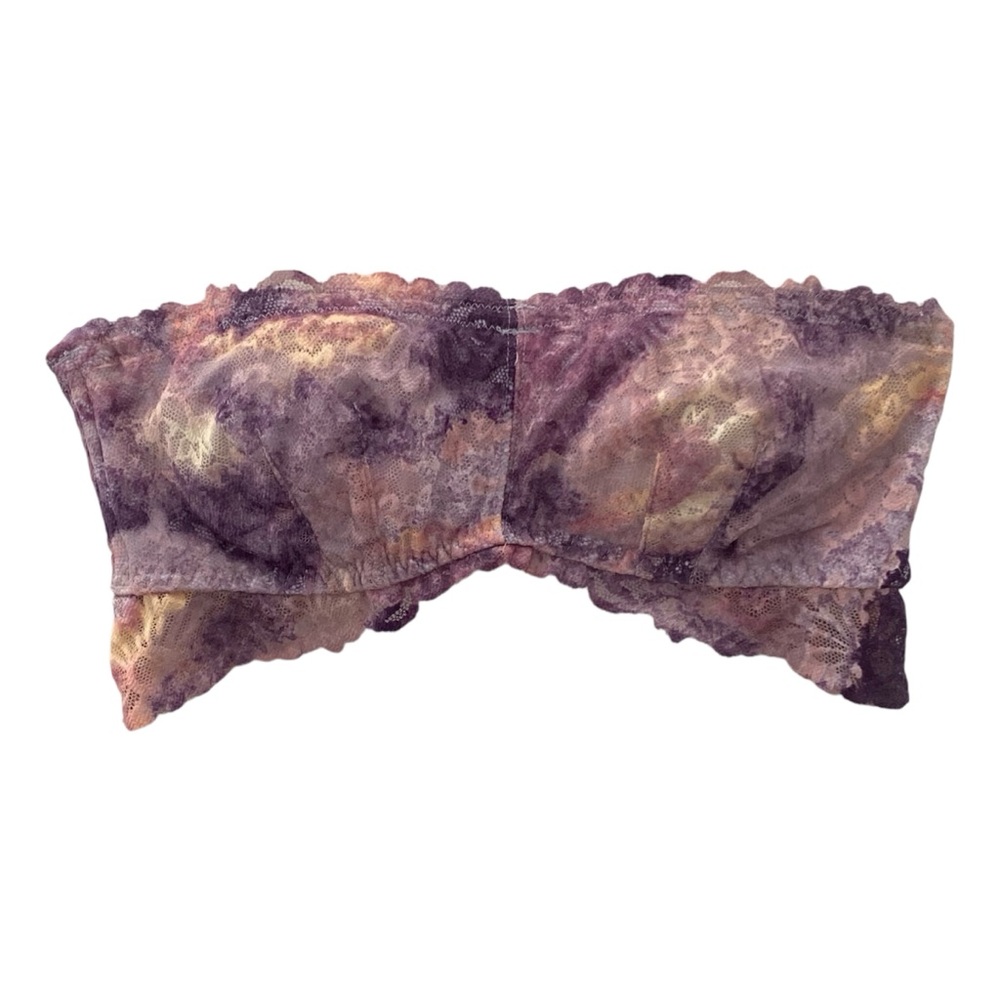 Pink Victoria's Secret Purple Floral Lace Bandeau Bralette Women's Size S